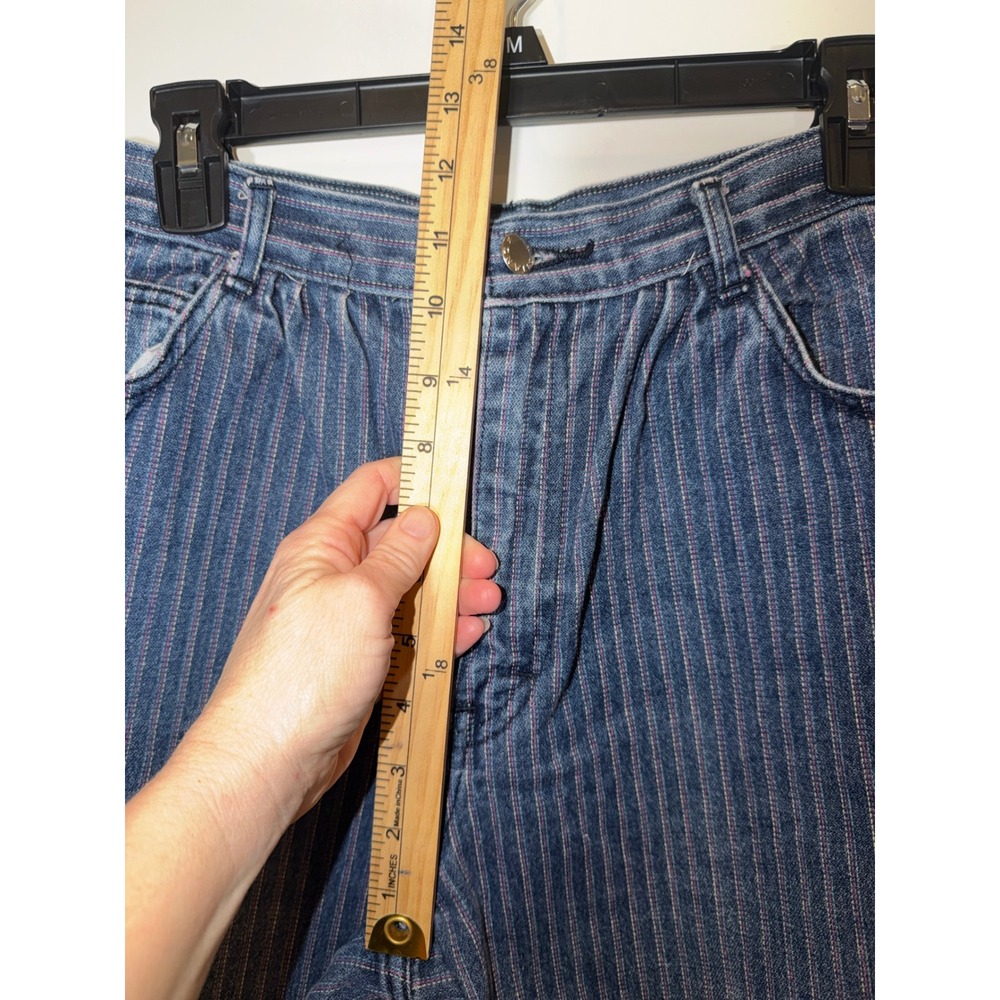 Gitano Womens Jeans Pinstripe Blue High Waisted Straight Leg Denim Size‎ 11 12 - Picture 5 of 7